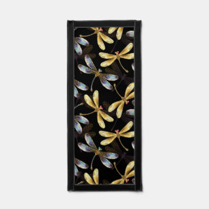 Seamless Pattern with Golden Dragonflies Pennant