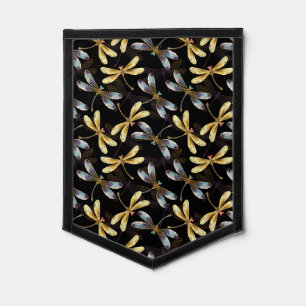 Seamless Pattern with Golden Dragonflies Pennant