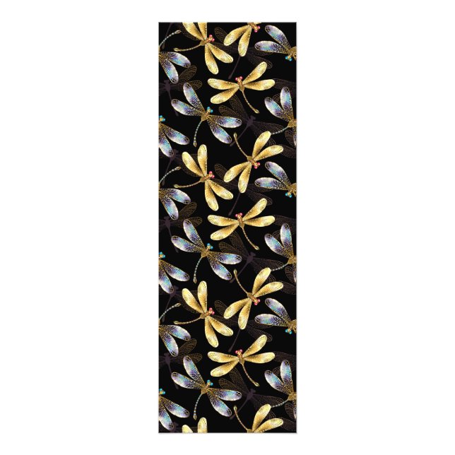Seamless Pattern with Golden Dragonflies Photo Print (Front)