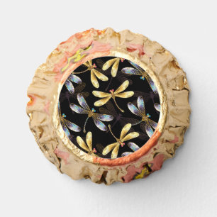 Seamless Pattern with Golden Dragonflies Reese's Peanut Butter Cups