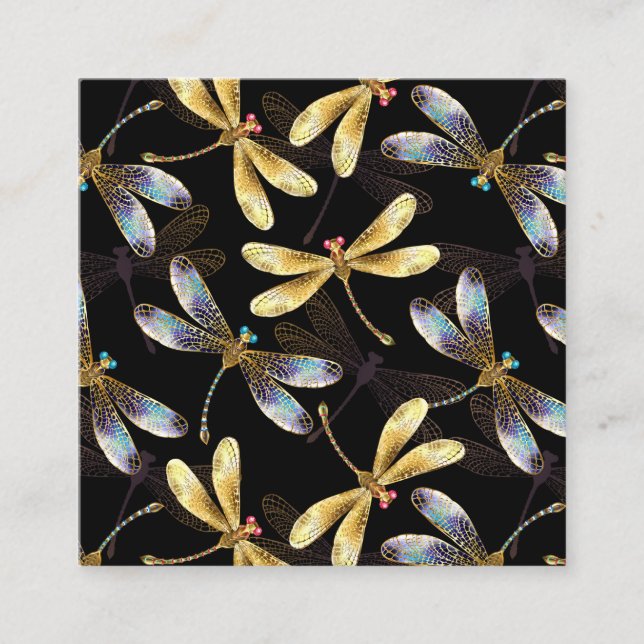 Seamless Pattern with Golden Dragonflies Referral Card (Front)