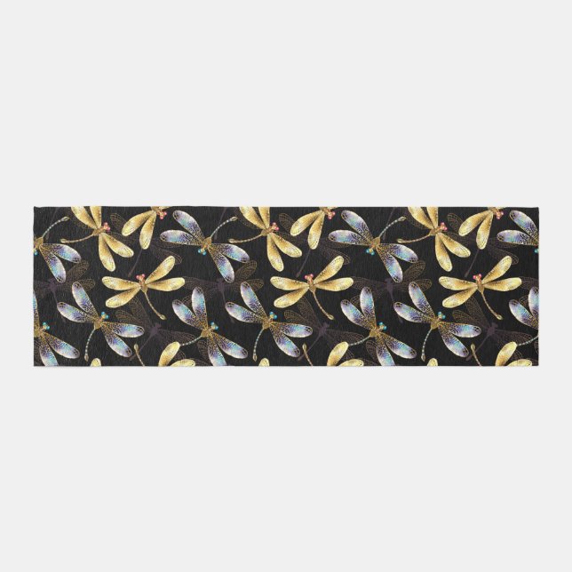 Seamless Pattern with Golden Dragonflies Runner (Front)