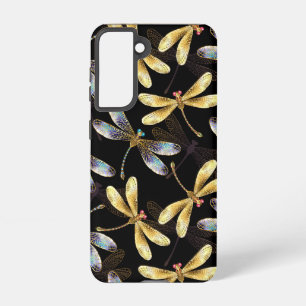 Seamless Pattern with Golden Dragonflies Samsung Galaxy S21 Case