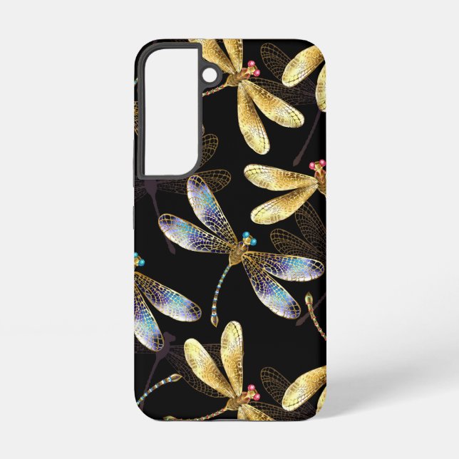 Seamless Pattern with Golden Dragonflies Samsung Galaxy Case (Back)