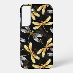 Seamless Pattern with Golden Dragonflies Samsung Galaxy S22+ Case