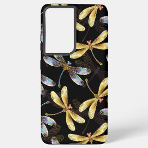 Seamless Pattern with Golden Dragonflies Samsung Galaxy S21 Ultra Case