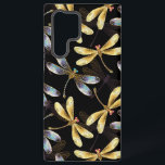 Seamless Pattern with Golden Dragonflies Samsung Galaxy S22 Ultra Case<br><div class="desc">Seamless pattern with gold,  jewelry,  shiny dragonflies with detailed,  sparkling wings on black background. Gold dragonfly.</div>