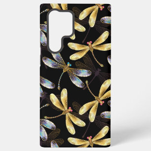 Seamless Pattern with Golden Dragonflies Samsung Galaxy S22 Ultra Case