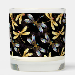 Seamless Pattern with Golden Dragonflies Scented Candle