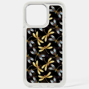 Seamless Pattern with Golden Dragonflies iPhone 15 Pro Max Case