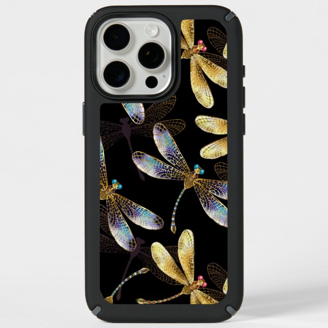 Seamless Pattern with Golden Dragonflies Speck iPhone Case (Front)