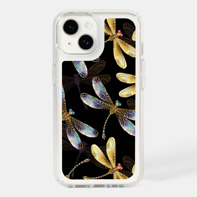 Seamless Pattern with Golden Dragonflies Speck iPhone Case (Front)