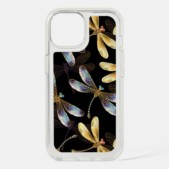 Seamless Pattern with Golden Dragonflies Speck iPhone Case (Front)