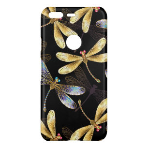 Seamless Pattern with Golden Dragonflies Uncommon Google Pixel Case