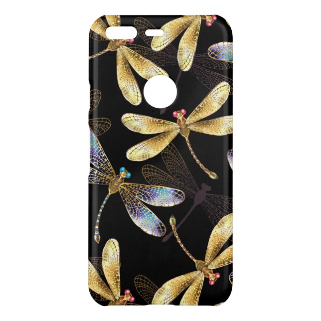 Seamless Pattern with Golden Dragonflies Uncommon Google Pixel Case (Back)