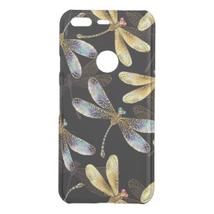 Seamless Pattern with Golden Dragonflies Uncommon Google Pixel Case