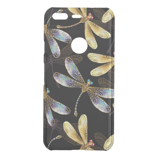 Seamless Pattern with Golden Dragonflies Uncommon Google Pixel Case (Back)