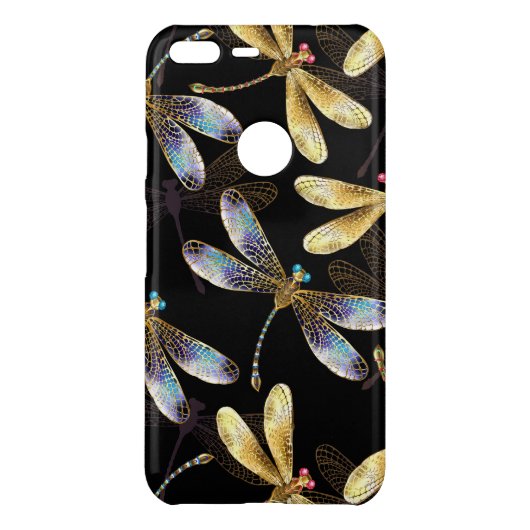 Seamless Pattern with Golden Dragonflies Uncommon Google Pixel XL Case (Back)