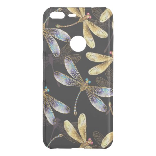 Seamless Pattern with Golden Dragonflies Uncommon Google Pixel XL Case (Back)