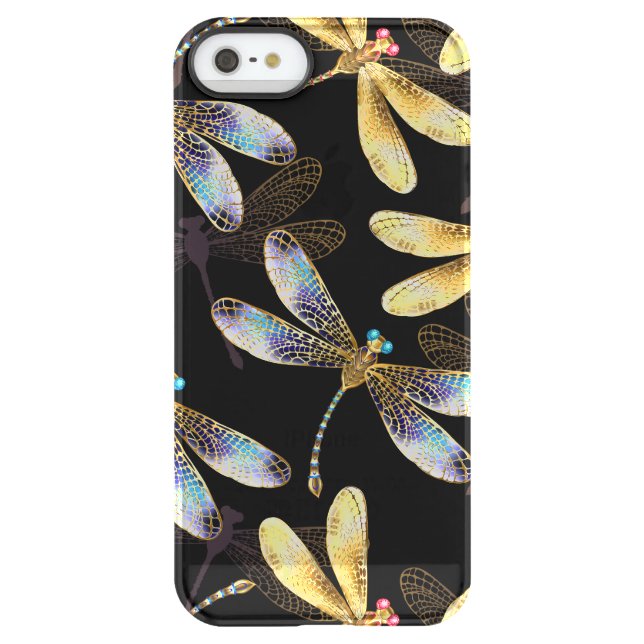 Seamless Pattern with Golden Dragonflies Uncommon iPhone Case (Back)