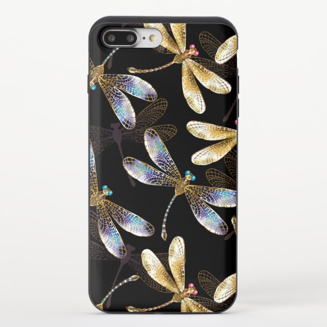 Seamless Pattern with Golden Dragonflies Uncommon iPhone Case (Back)