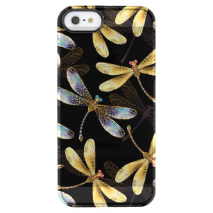 Seamless Pattern with Golden Dragonflies Clear iPhone SE/5/5s Case