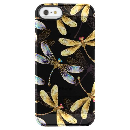 Seamless Pattern with Golden Dragonflies Clear iPhone SE55s Case