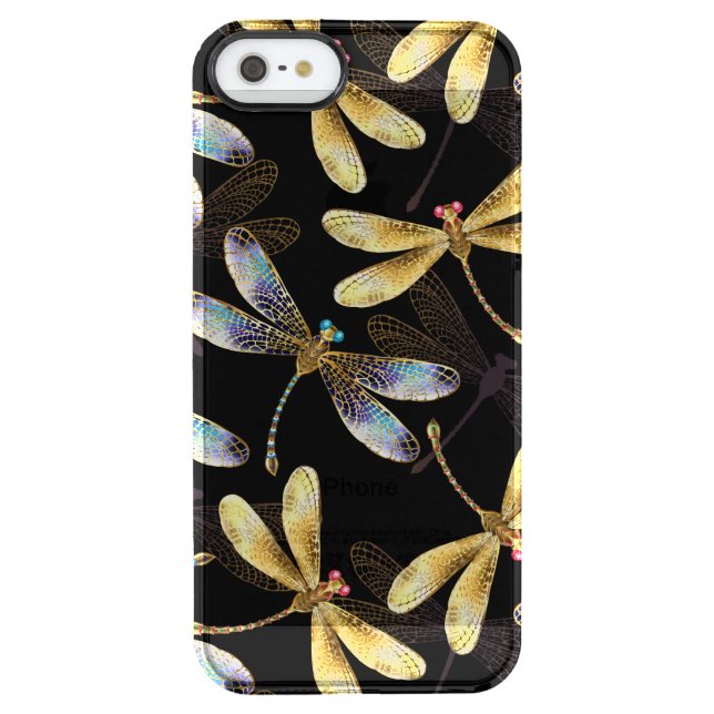 Seamless Pattern with Golden Dragonflies Uncommon iPhone Case (Back)