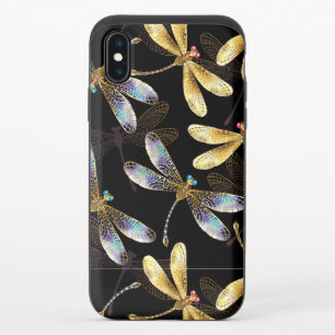 Seamless Pattern with Golden Dragonflies iPhone X Slider Case