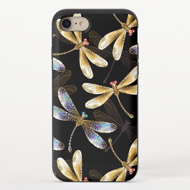 Seamless Pattern with Golden Dragonflies Uncommon iPhone Case (Back)