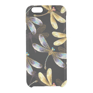 Seamless Pattern with Golden Dragonflies Clear iPhone 6/6S Case