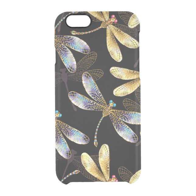 Seamless Pattern with Golden Dragonflies Uncommon iPhone Case (Back)