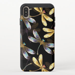 Seamless Pattern with Golden Dragonflies iPhone XS Max Slider Case