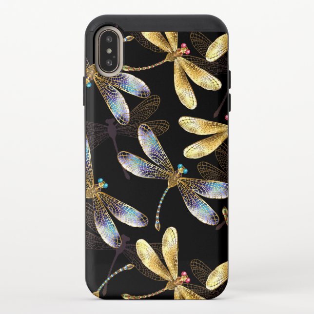 Seamless Pattern with Golden Dragonflies Uncommon iPhone Case (Back)