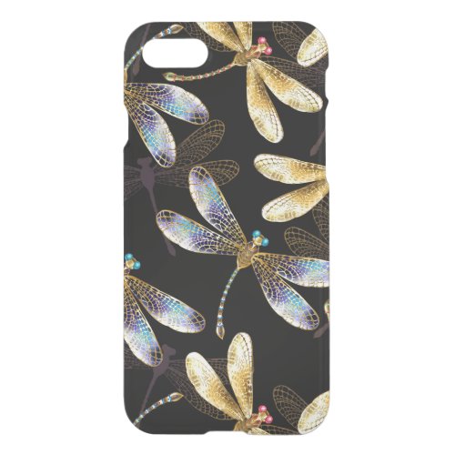 Seamless Pattern with Golden Dragonflies iPhone SE87 Case