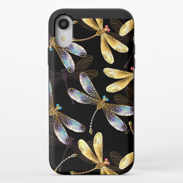 Seamless Pattern with Golden Dragonflies Uncommon iPhone Case (Back)