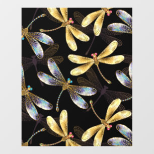Seamless Pattern with Golden Dragonflies Wall Decal