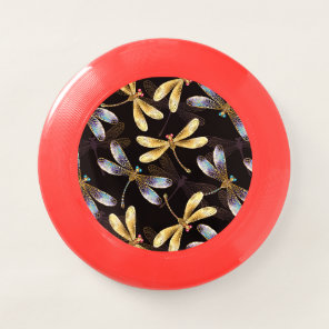 Seamless Pattern with Golden Dragonflies Wham-O Frisbee