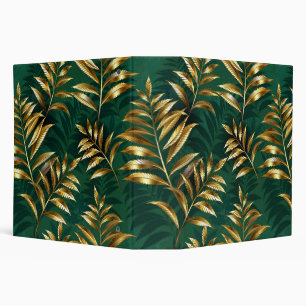 Seamless pattern with golden ferns 3 ring binder