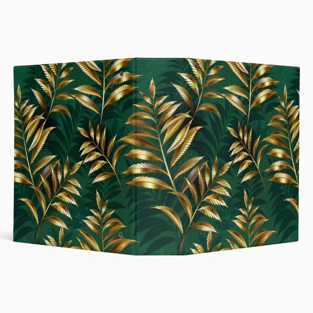 Seamless pattern with golden ferns 3 ring binder (Background)