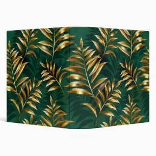 Seamless pattern with golden ferns 3 ring binder