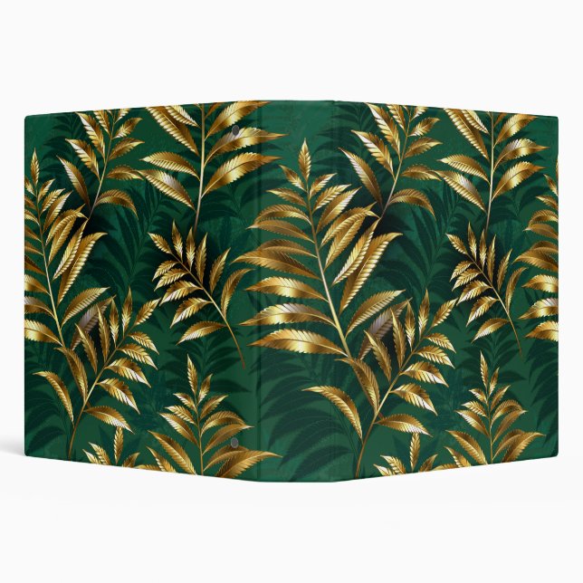 Seamless pattern with golden ferns 3 ring binder (Background)