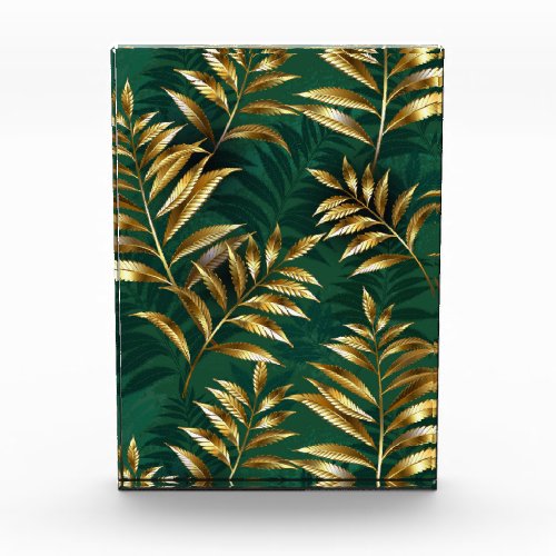 Seamless pattern with golden ferns