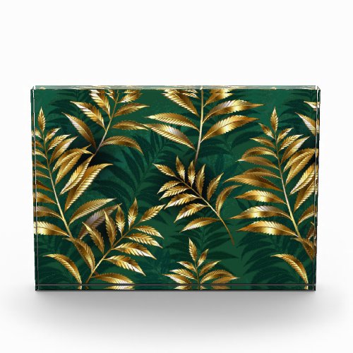 Seamless pattern with golden ferns