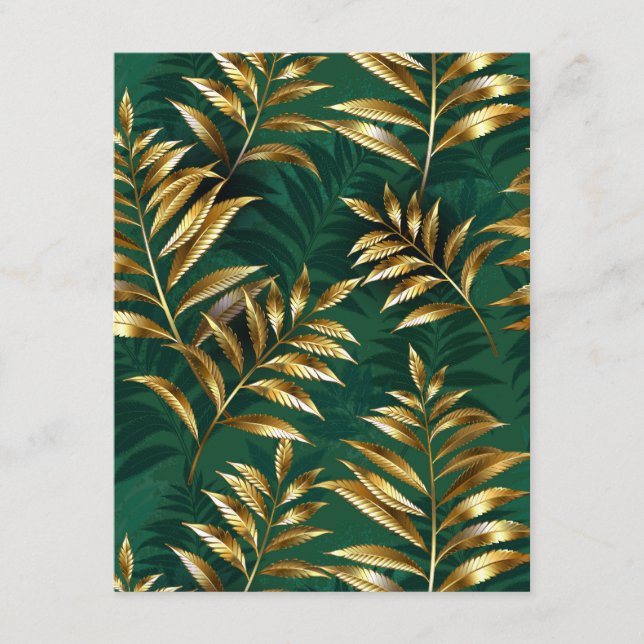 Seamless pattern with golden ferns advice card (Front)