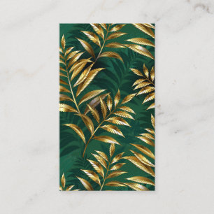 Seamless pattern with golden ferns advice card