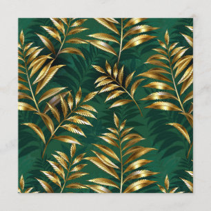 Seamless pattern with golden ferns advice card