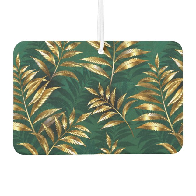 Seamless pattern with golden ferns air freshener (Front)