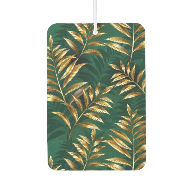 Seamless pattern with golden ferns air freshener (Front)
