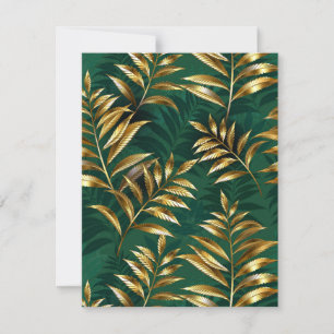 Seamless pattern with golden ferns announcement
